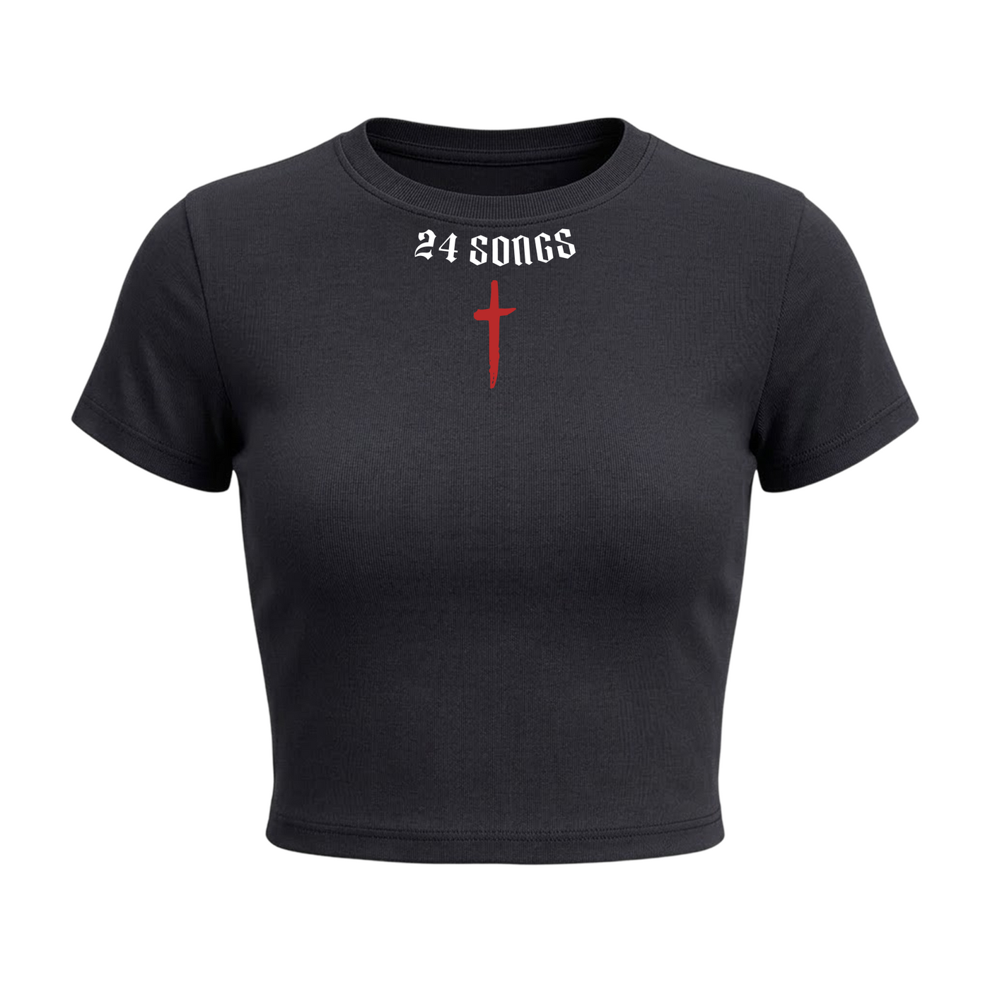 24 Songs Cult Baby Tee in Black