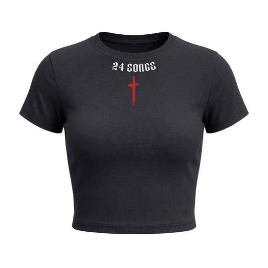 24 Songs Cult Baby Tee in Black