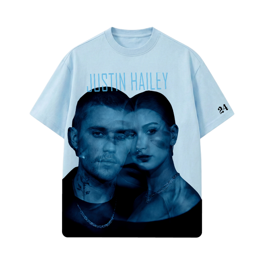 JUSTIN- HaileyXJustin T-shirt(Light Blue)